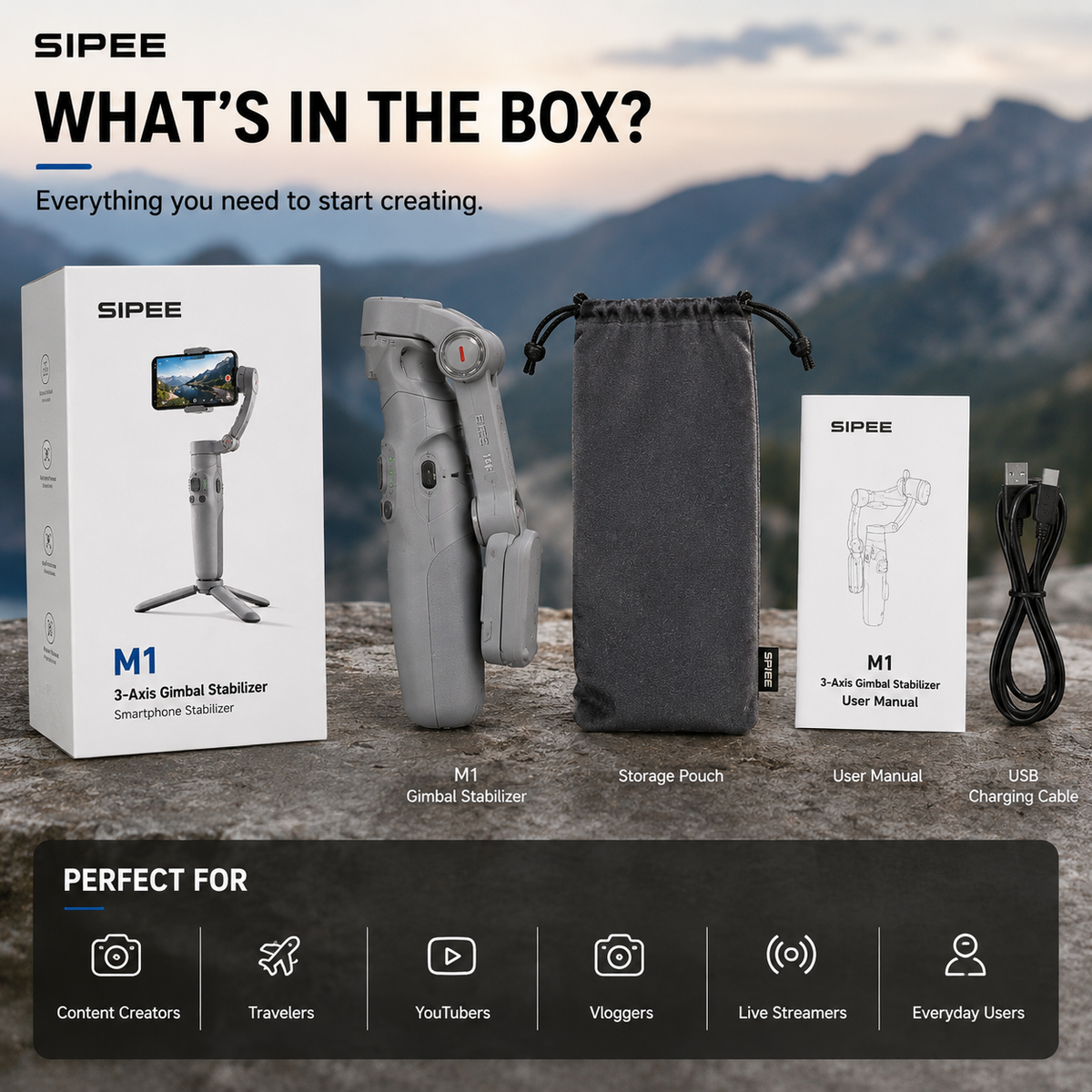 M1 3-Axis Smartphone Gimbal Stabilizer