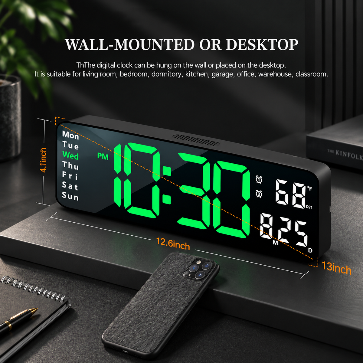Digital Wall Clock With Remote Control