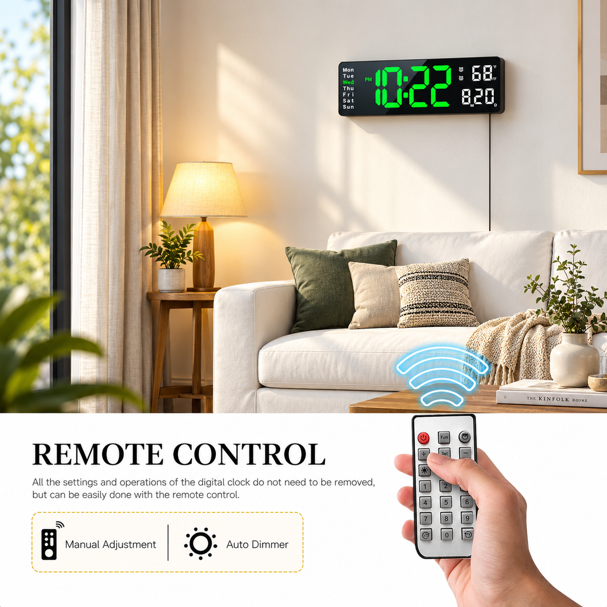 Digital Wall Clock With Remote Control