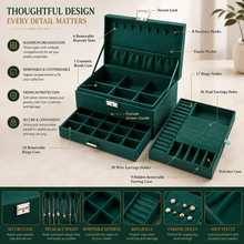 3-Layer Jewellery Organizer Box with Lock – Green