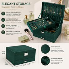 3-Layer Jewellery Organizer Box with Lock – Green