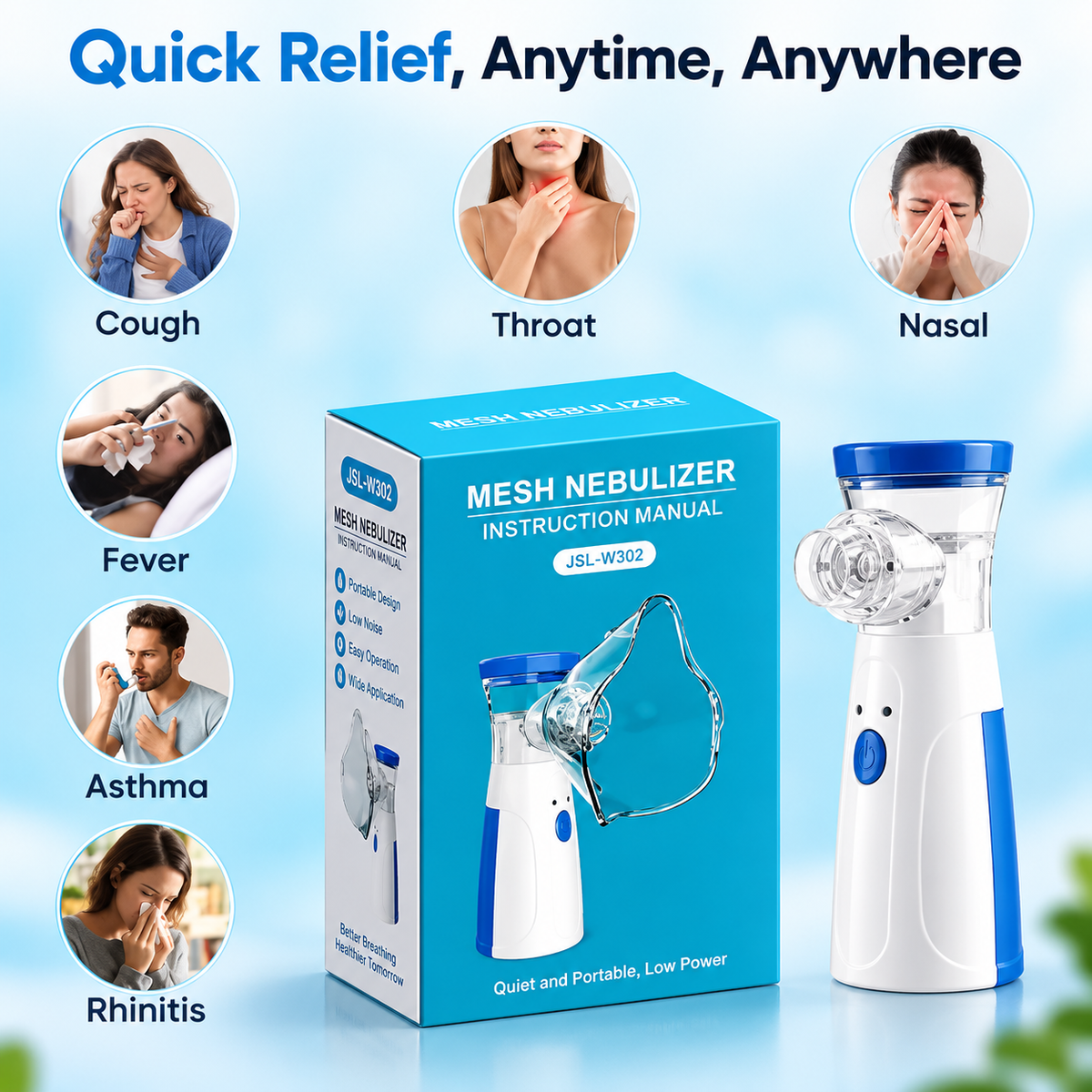 Portable Mesh Nebulizer Machine for Adults & Kids